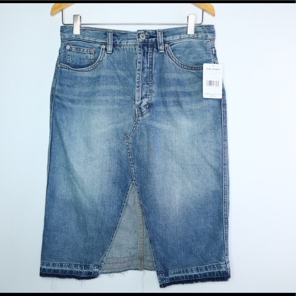 FP  Cotton Released-Hem Denim Midi-Skirt - Picture 3 of 3